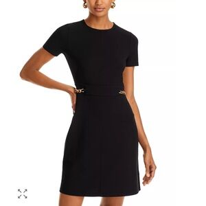 NEW Michael Kors Black Scuba Chain Hardware Mini Dress Size MP